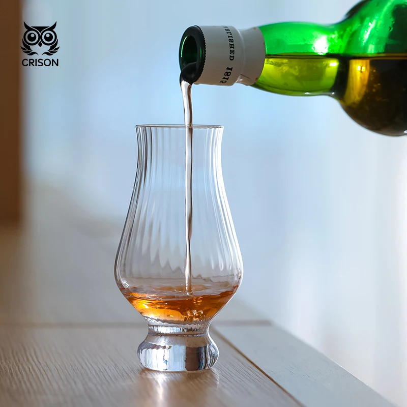 INF01 CRISON Striped Whiskey Tasting Glass/Crystal glass cup/glassware/Scotch whisky glass 165ml