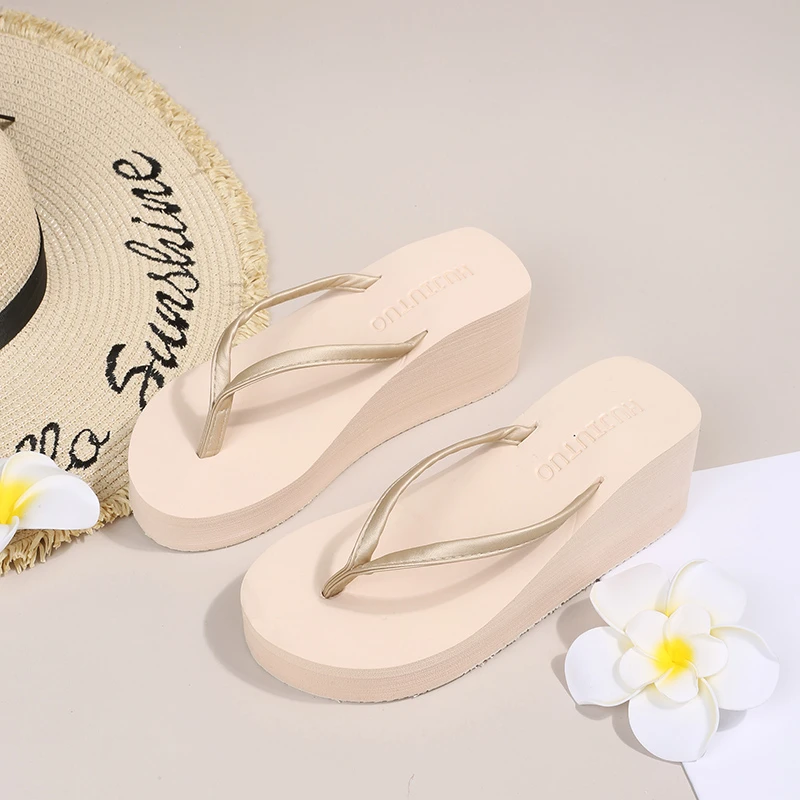 Leichte Keile-Flip-Flops für Frauen, 2025, Sommer, dicker Boden, Strand-Hausschuhe, Frau, bequeme Clip-Toe-Sandalen, weiblich – Detail 12