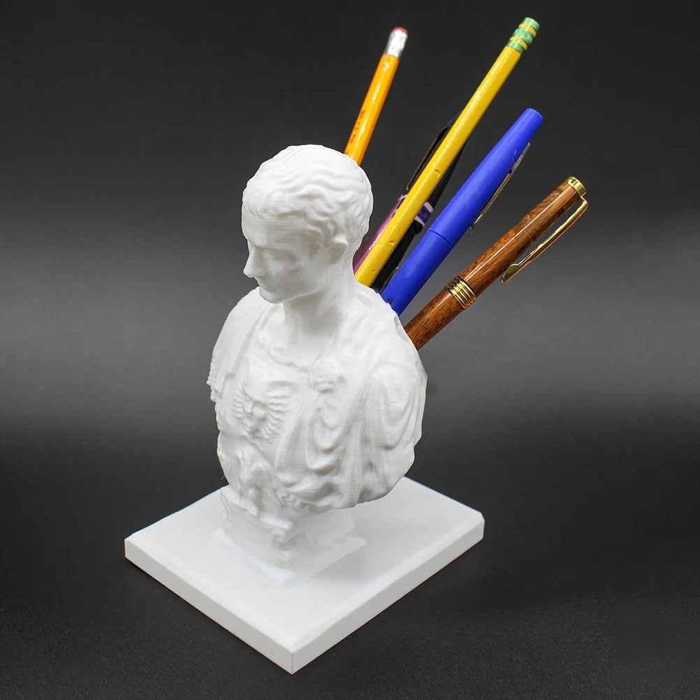 

Tabletop Caesar Figurine Desk Pen Holder Office Tabletop Pen Holder Caesar Shape Pen Insert Holder caesar pencil holder