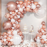 138pcs Rose Golden Balloon Wreath Arch Kit White Balloons 5/12 inch Birthday Party Wedding Balloon Set Home Decoration Party Sup