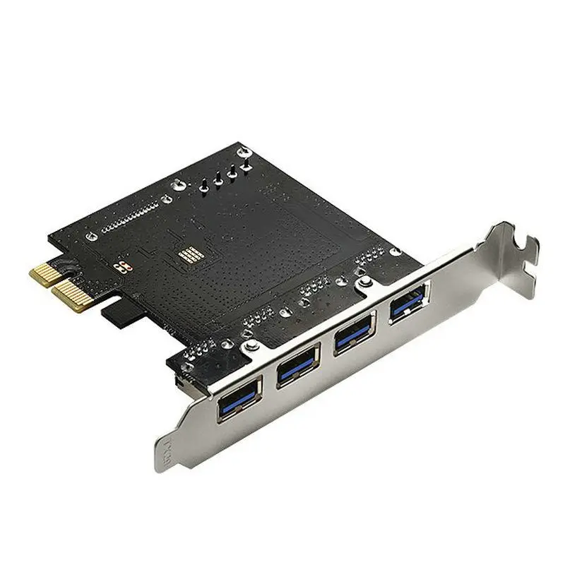 Dual power PCIE to four port USB 3.0 expansion card high-speed desktop with large 4P SATA 15P power supply