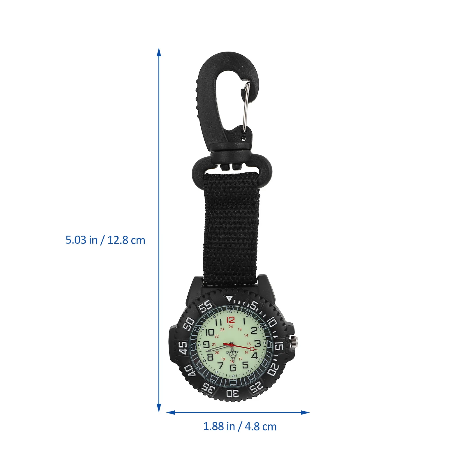 Carabiner Hanging Watch Premium Nylon Strap Portable Clip on for Backpackers Outdoor Mountaineering Sports Timepiece