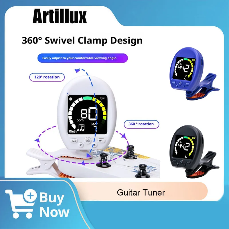 

1Pc Guitar Tuner Color Screen Display For Portable Guitar With Rotating Clip Stringed Instrument Universal Parts & Accessories