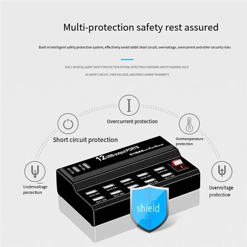 매일 휴대 전화 범용 USB 멀티 포트 충전기 소켓 5V2.4A 지능형 배포 소켓 12 포트 1 조각 US-플러그