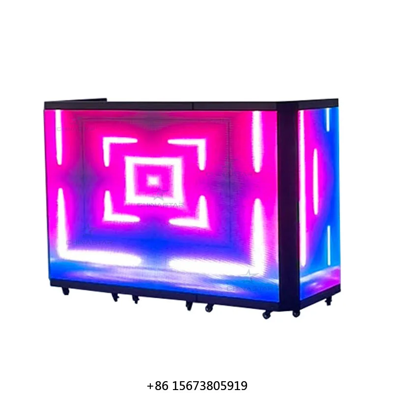 GOB-Protected Portable Foldable Dj Booth Stand Led Display 6-Folding Dj Table Booth Led Screen for Disco Stage Wedding