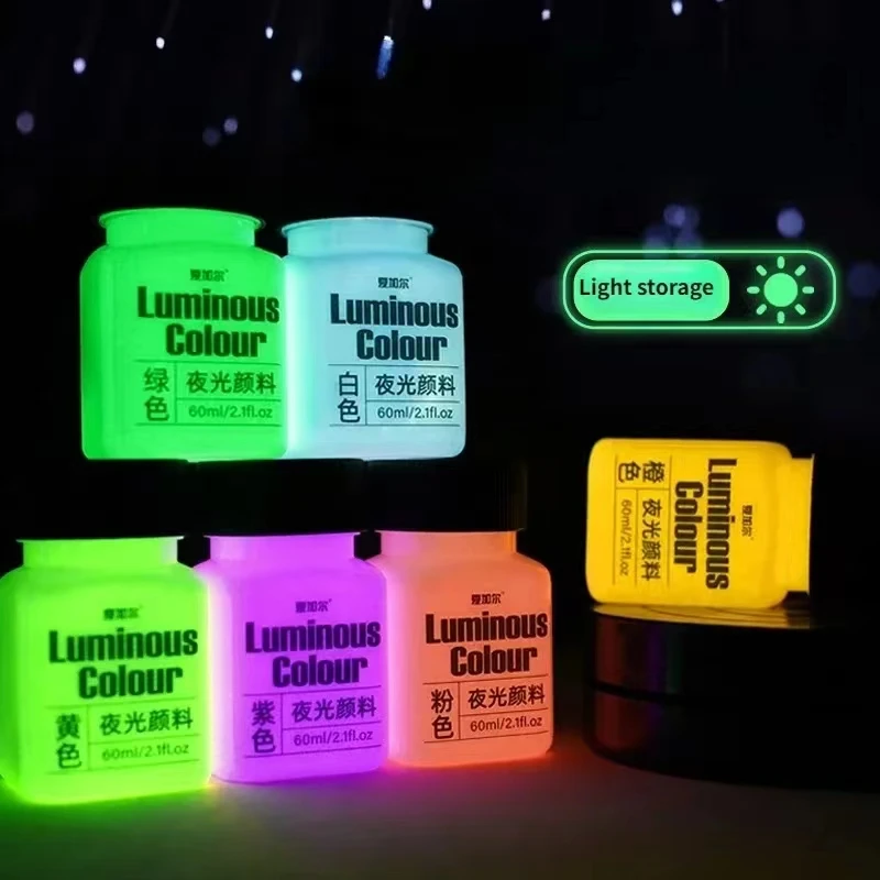 58ml High Brightness Luminous Acrylic Paint Student Hand-painted DIY Textile Wall Painting Super Bright Light Paint Pigment