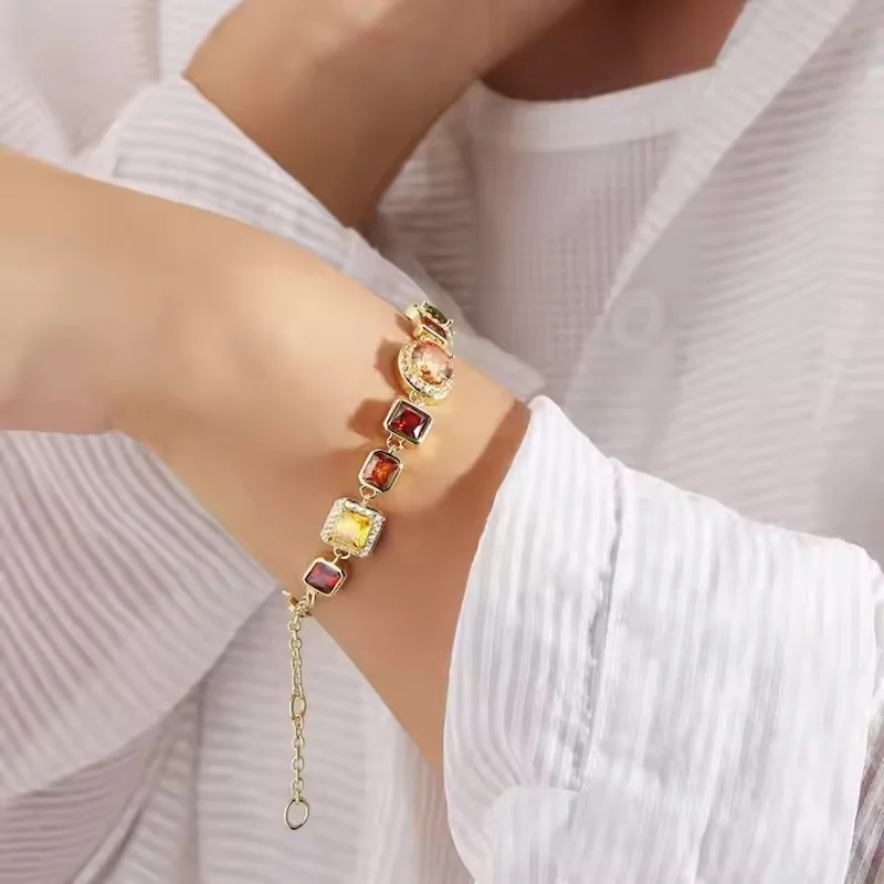 10mm Synthetic Gemstone CZ Bracelet Copper with 18k Gold Plated Men's Jewelry Wedding Anniversary Birthday Father's Day Gift