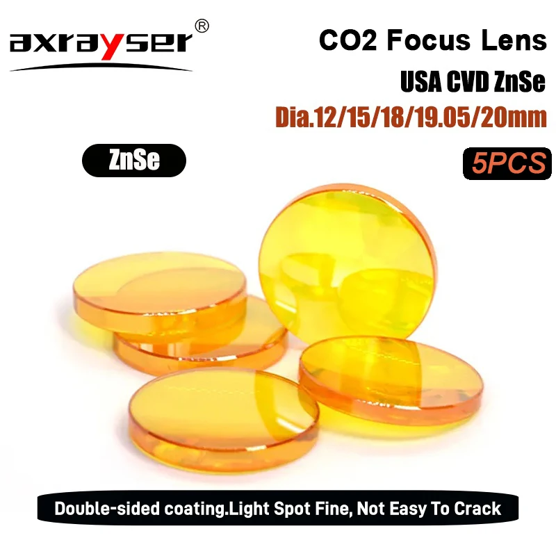 

CO2 ZnSe Focus Lens 5PCS USA CVD Dia12/15/18/19.05/20 mm FL38.1/50.8/63.5/76.2/101.6mm for Laser Machine Cutting Engraving Parts
