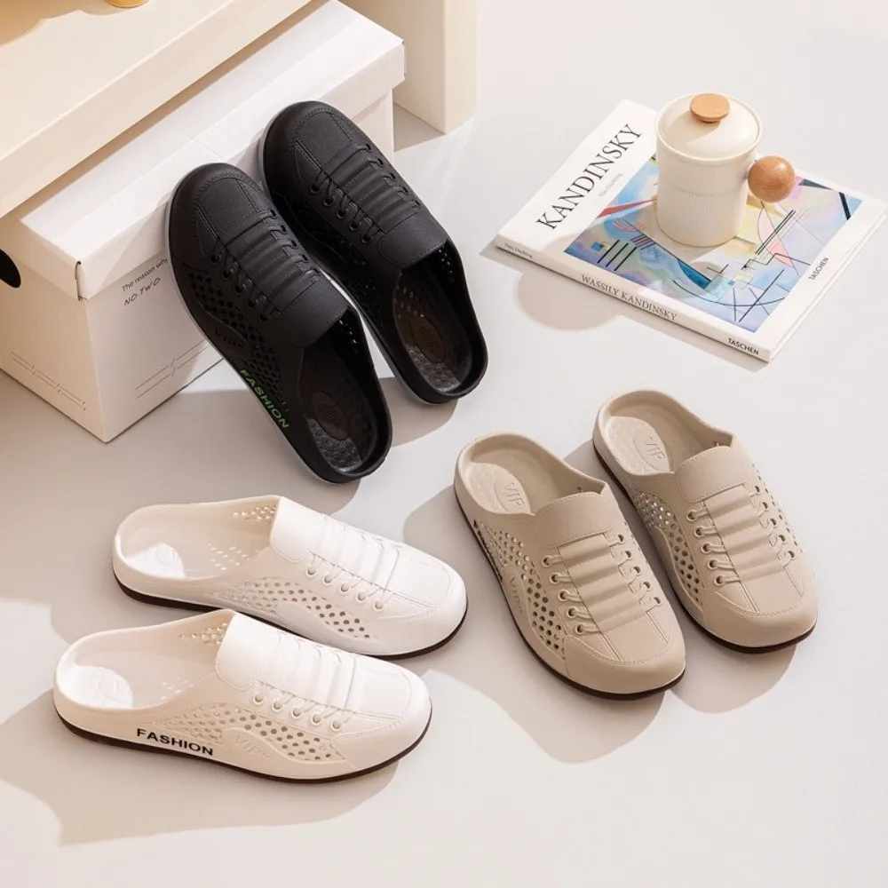 

Breathable PVC Men's Slippers Non-Slip Lightweight Summer Sandals Easy-To-Wear Slip-On Mesh Slippers Beach