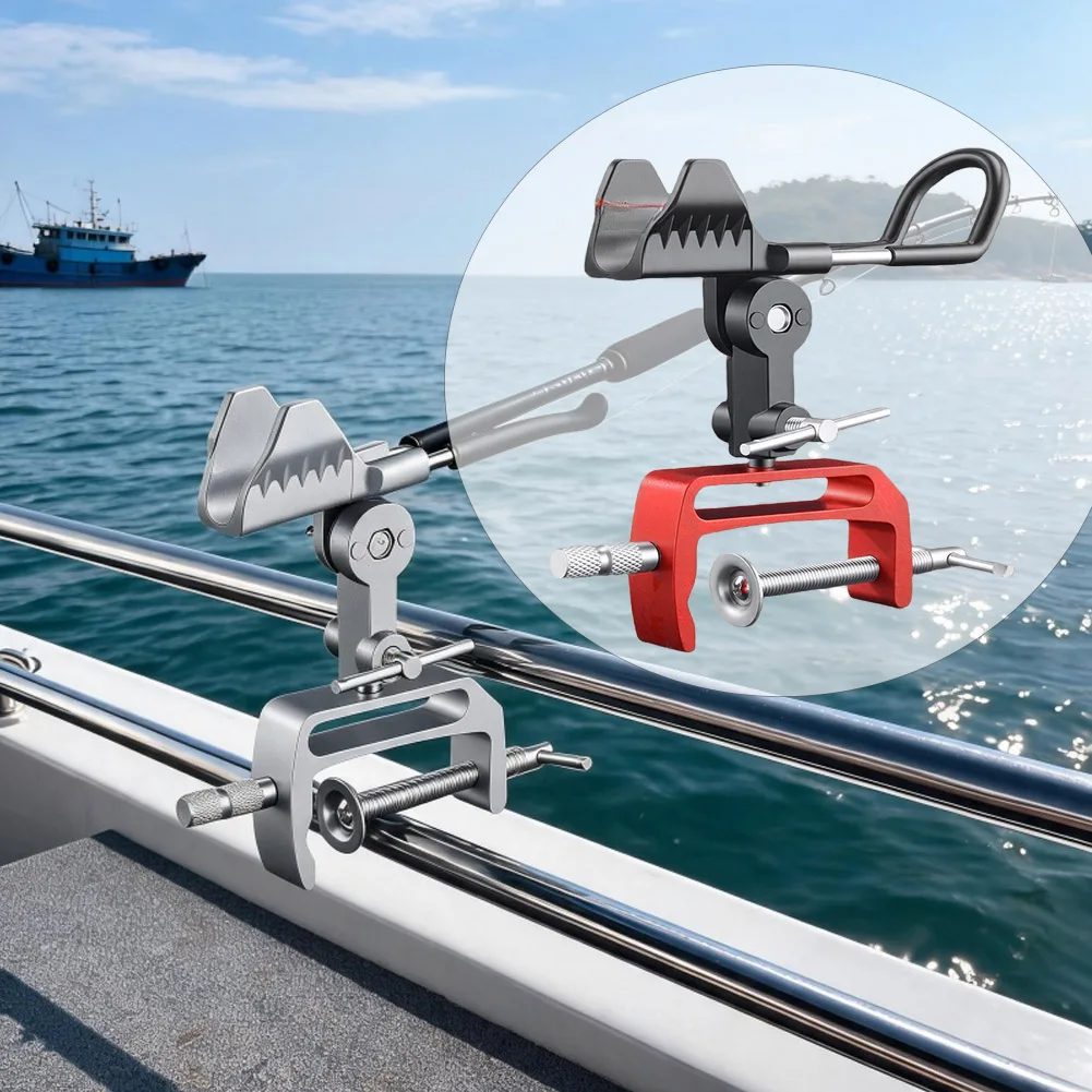 1pc Boat Fishing Stand All-Metal 360° Multi-Directional Rotation Fishing Rod Dual-Use Rail Mount Stand  For Yacht Bracket