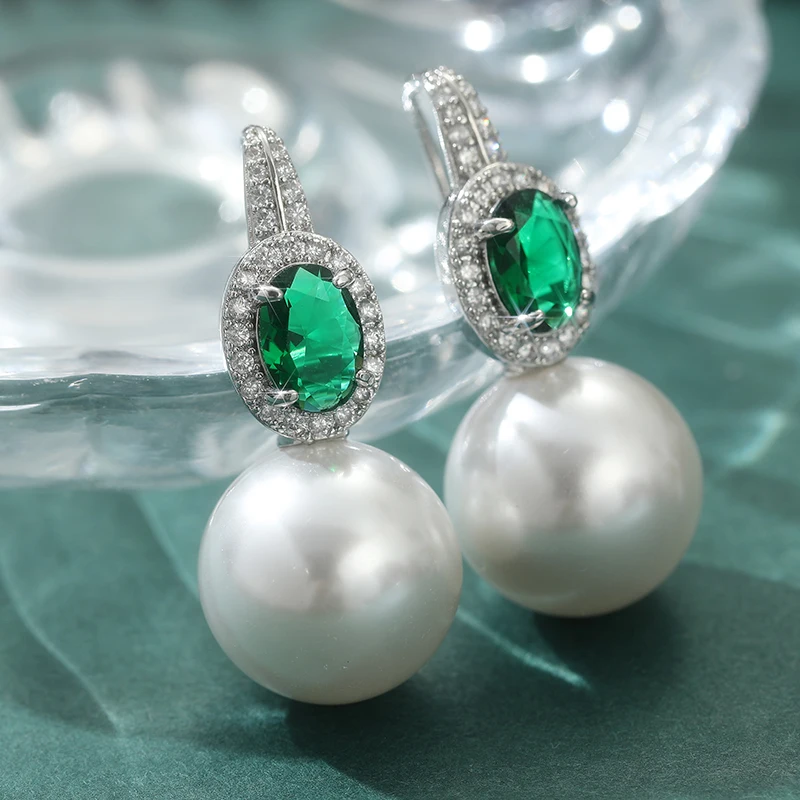 Luxury Temperament Imitation Pearl Dazzle Dangle Earrings for Women Fashion Vintage Banquet Celebration Jewelry Accessories Gift