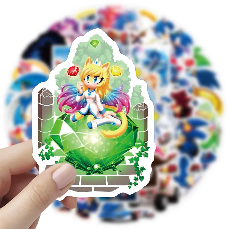 50 قطعة من ملصقات القنفذ سونيك - ديكور ألعاب عالي السرعة لمحبي (متجر عوالم الرسوم المتحركة)