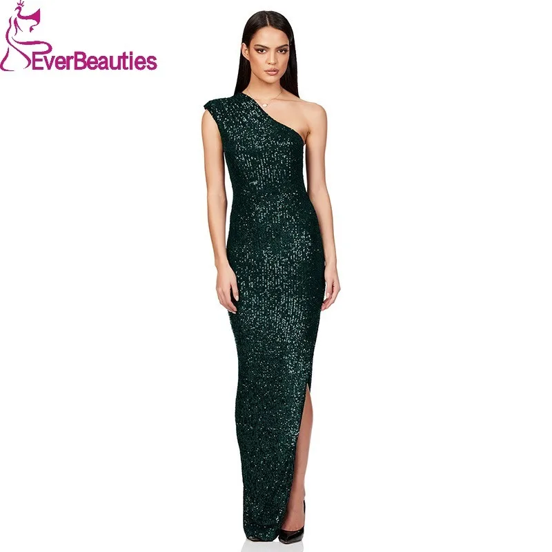 Mermaid Vestidos De Gala Sequin Prom Dresses for Women One Shoulder Vestidos Para Eventos Especiales Side Slit Party Dresses