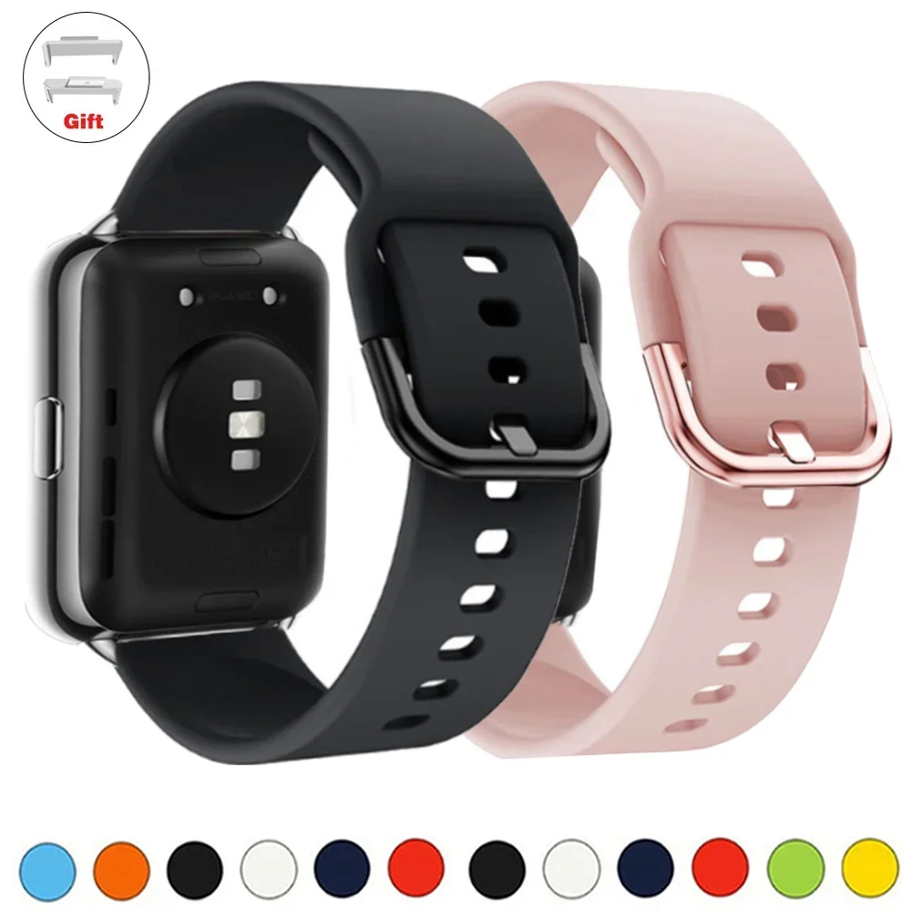 Sport watchband For Huawei Watch FIT 2 Strap smart Wrist metal Buckle waterproof Band Silicone bracelet fit2 correa Accessories image 2