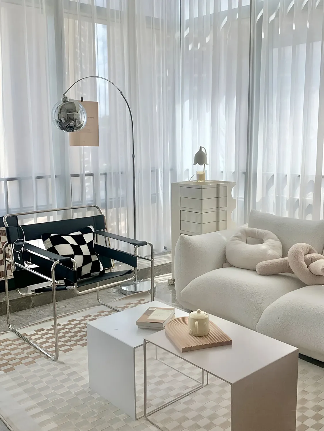 

&Modern Minimalism Durable Metal Construction Living Room Coffee Table for Small Apartments No Assembly Required Sofa Corner