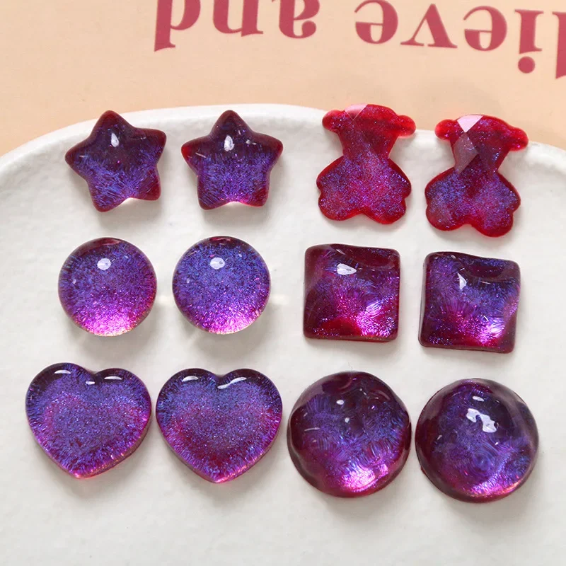 5pcs Dream starry sky high glitter geometric flatback DIY resin accessories earrings charms hairpin mobile phone case material