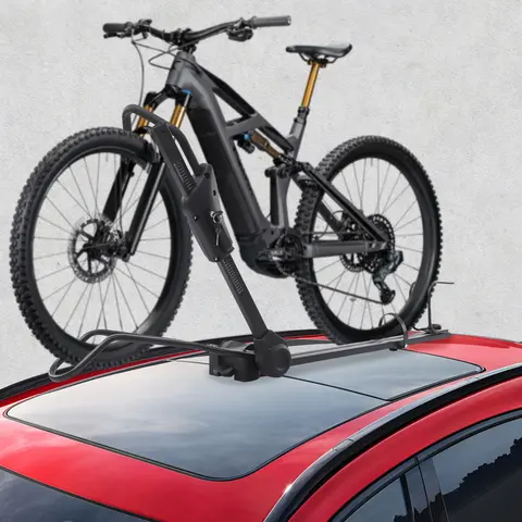 Roof Bike Rack, Foldable Upright Roof Mount Bicycle Rack with Locking Systems, Upright Rooftop Bike Rack 1 Bike Carrier for Car