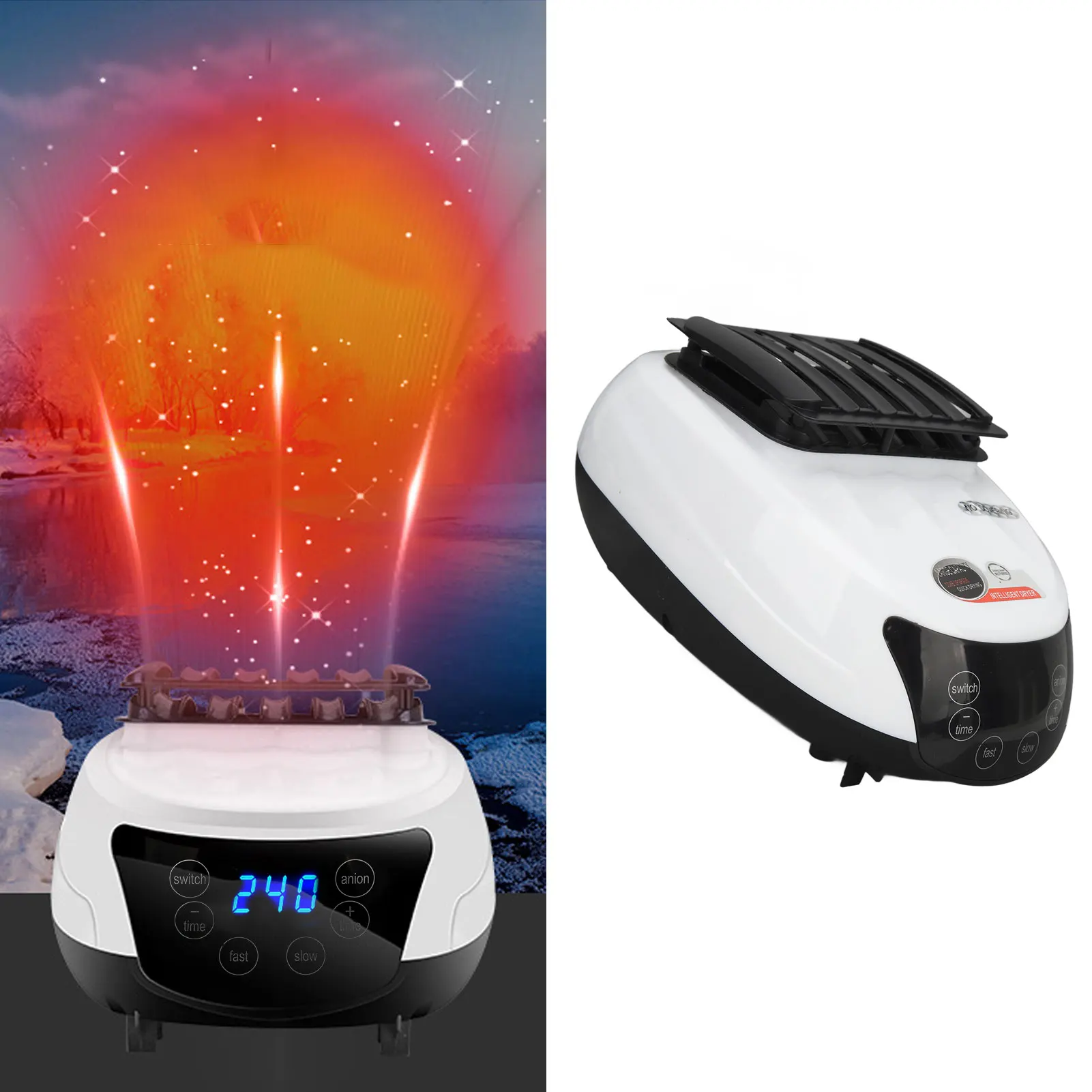 Secadora de ropa de 1500W, secadora de ropa eléctrica con seis botones, color blanco, funcionamiento silencioso, con Control remoto para el hogar