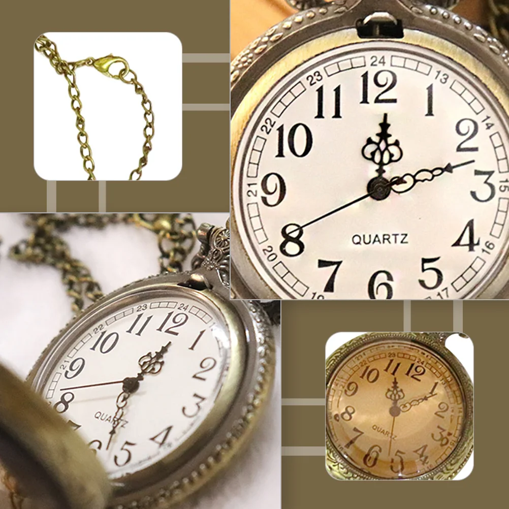 

2Pcs Vintage Pocket Watch Clamshell Retro Hanging Watch Chain Design Durable Decorative Accessory Clothing Accessories