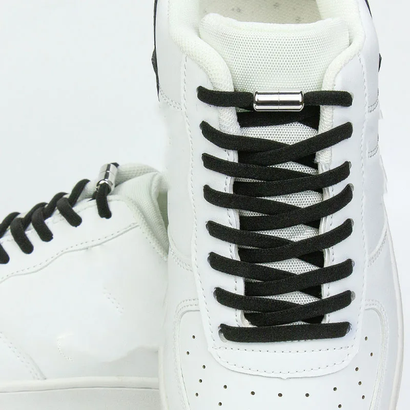 

1 пара новых цветных металлических шнурков с застежкой, плоские эластичные шнурки без завязок для детей и взрослых, кроссовки, быстрые ленивые шнурки