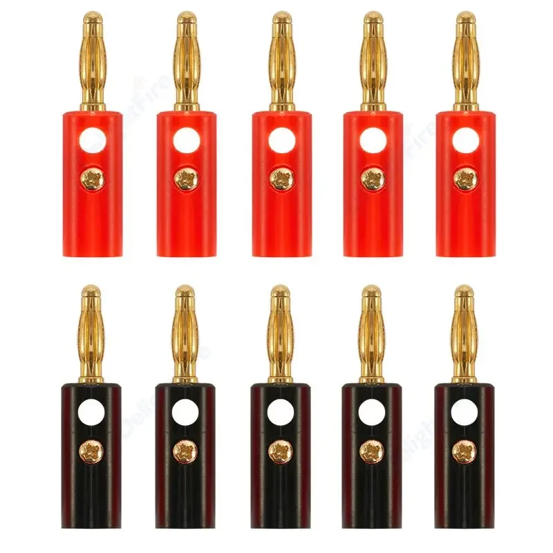 1/5/10pcs Red Black Audio Speaker Banana Plug Gold Plated Connector Adapter for Musical Sound Stereo Speaker Cable Amplifier DIY