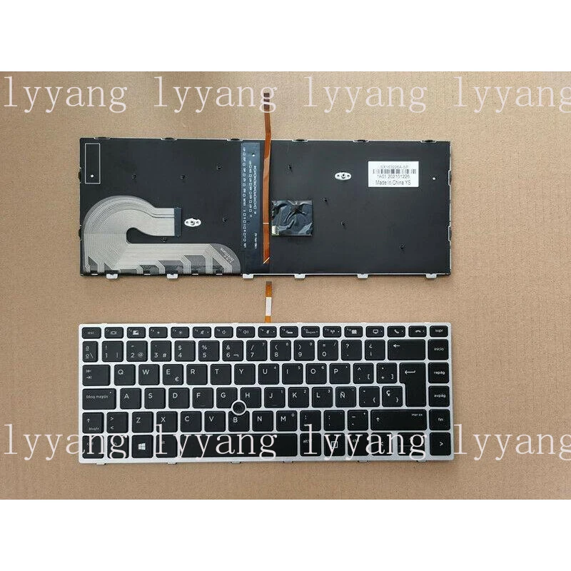 

f For HP ZBook 14u G5 14u G6 Keyboard Backlit pointer Silver frame Spanish