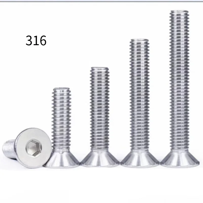 20 PIeces 1/4-20 5/16-18 3/8-16 UNF UNC Imperial Flat Head Hex Socket Cap Screw 316 Stainless Steel