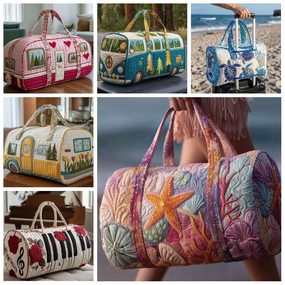 

Новая складная стеганая спортивная сумка с цветочным принтом, мягкая дорожная сумка, прочная большая сумка для кемпинга 3D