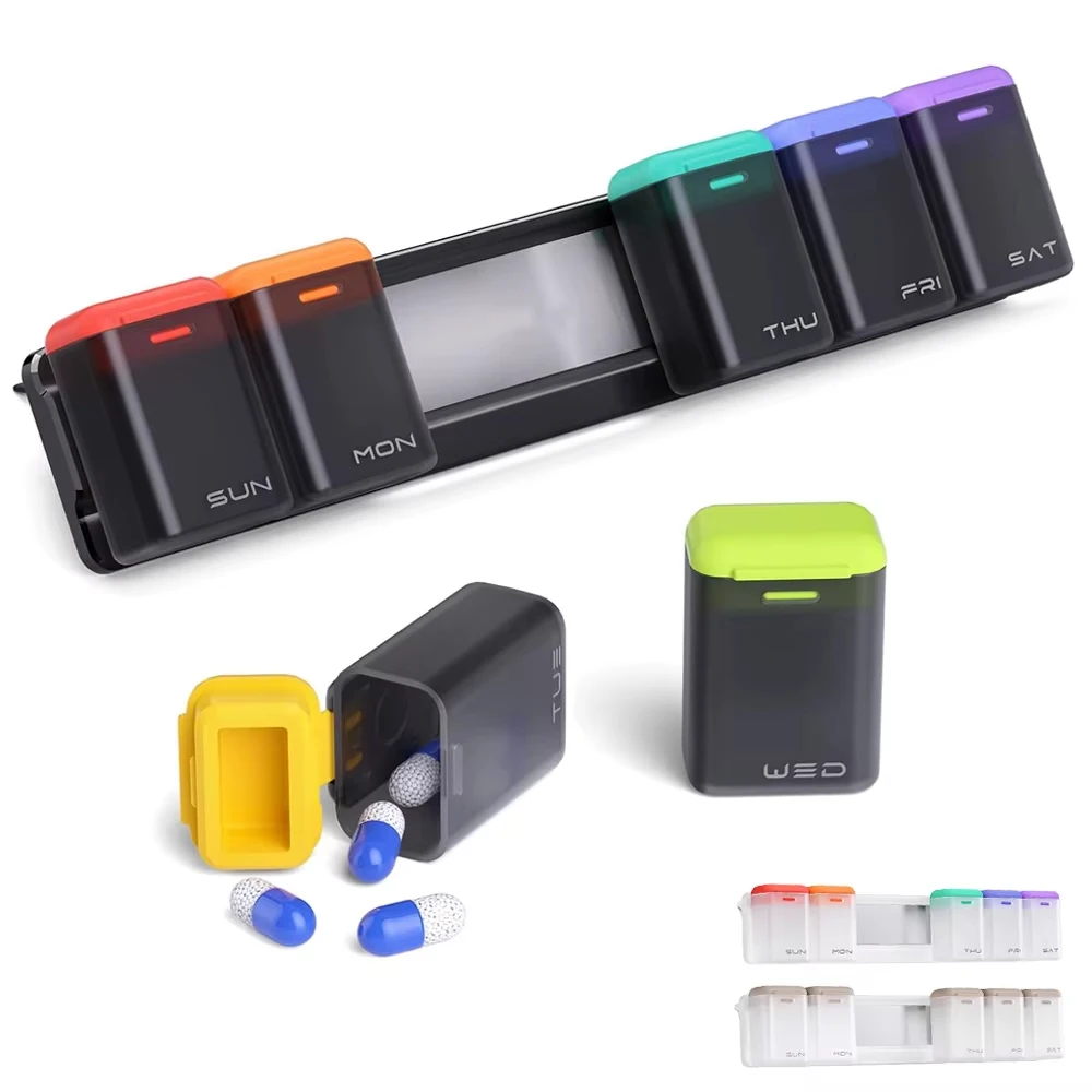 

Weekly Pill Organizer Magnetic Removable Pill Box 7 Day 1 Time a Day Large Travel Pill Case Week Once Daily Medication Dispenser