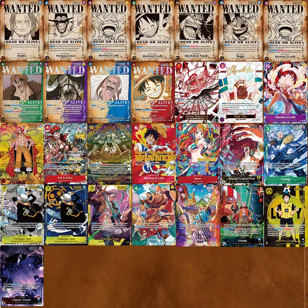 قطعة واحدة TCG OPCG الإنجليزية OP13 بطاقة شخصية مطلوب ملصق عربات التي تجرها الدواب لوفي ايس شانكس احباط بطاقة أنيمي تحصيل بطاقات #1