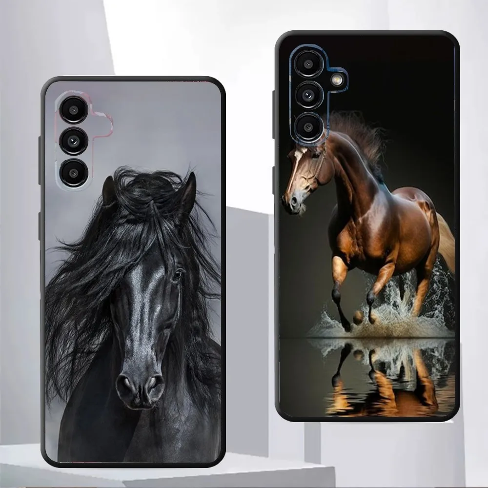 Animal Galloping Horse  Phone Case For Samsung Galaxy A13,A21s,A22,A31,A32,A52,A53,A71,A80,A91 Black Soft Cover