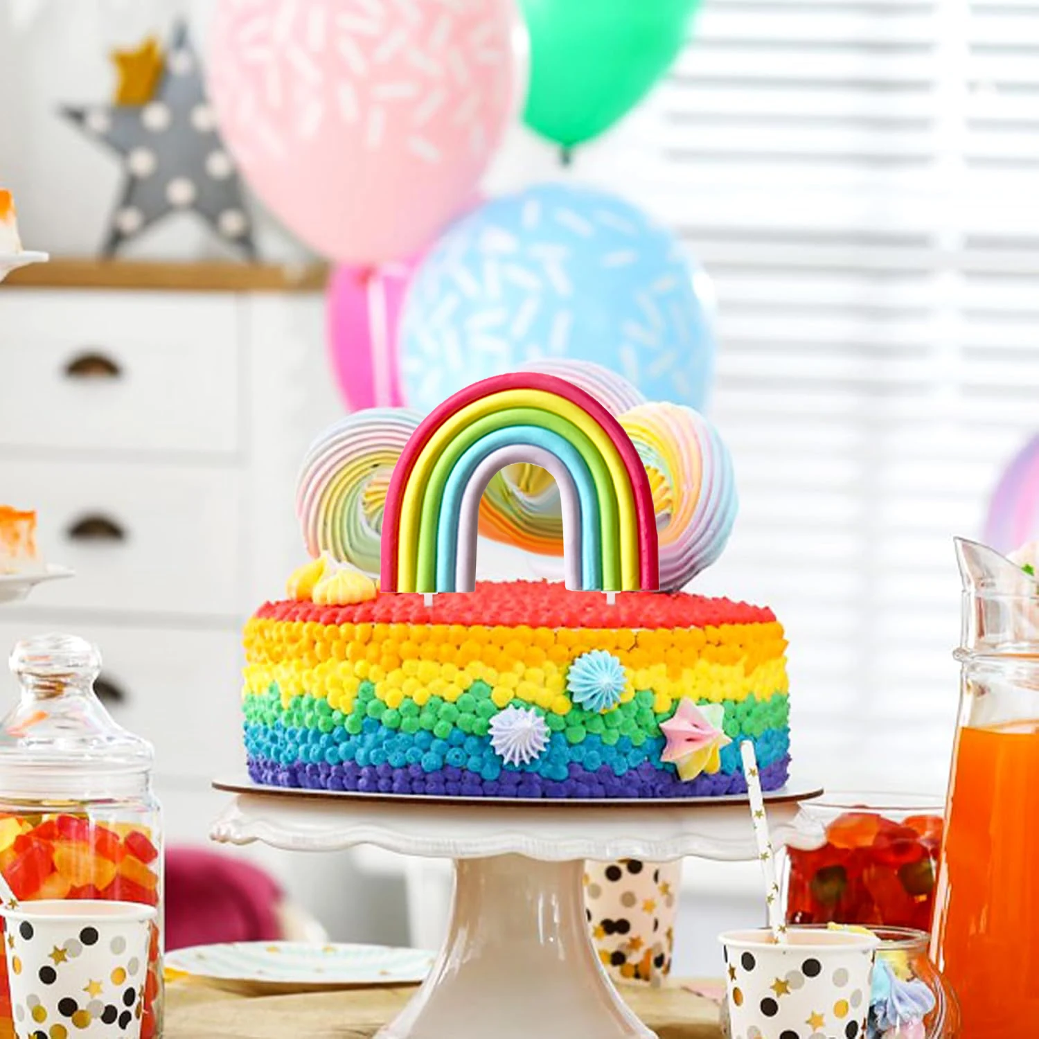 Regenbogen-Kuchendekorationen – bunter Regenbogen-Cupcake-Topper, personalisierter Tortenaufsatz für alles Gute zum Geburtstag – Detail 13