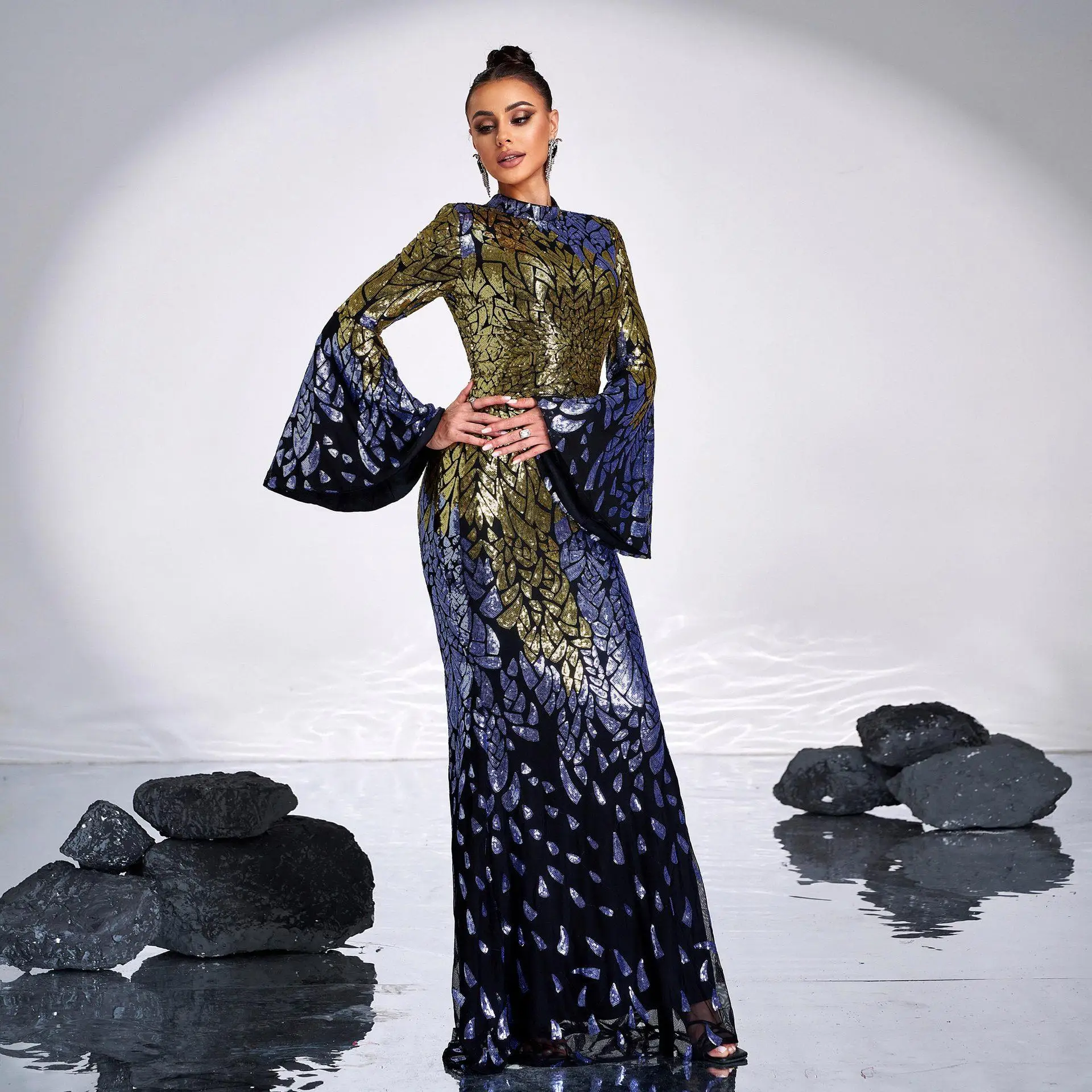 Ele Long Sve round Ne Long Evening Gown Fi Tail Wedding Dr Maidsmaid orm High Waist Bodycon Dr for Women