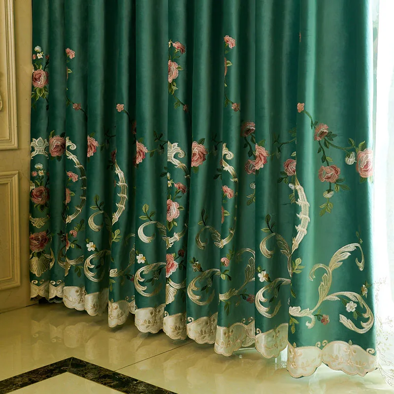 Luxurious Embroidery 2024 New Curtains for Living Room Bedroom Windows European American High-end Wind Protection Customized