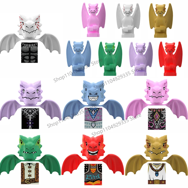 QQ04-11 Medieval Knights Building Blocks Dragon Knights Lightning Dragon Mount Figure Accessories Games Model Assemble Brick Toy