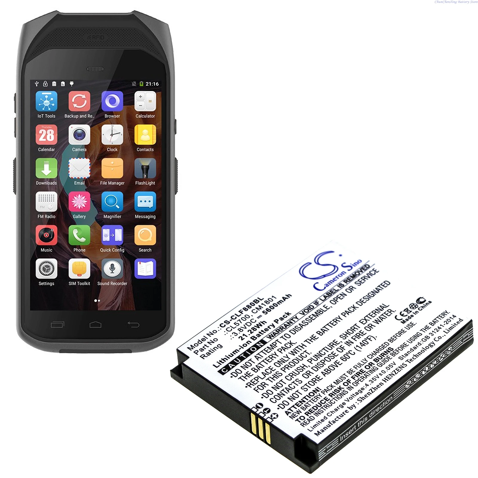 

Cameron Sino 3.8V 5600mAh Barcode Scanner Battery CL5700, CM1801 for Cilico F880, F880PEU, F880P