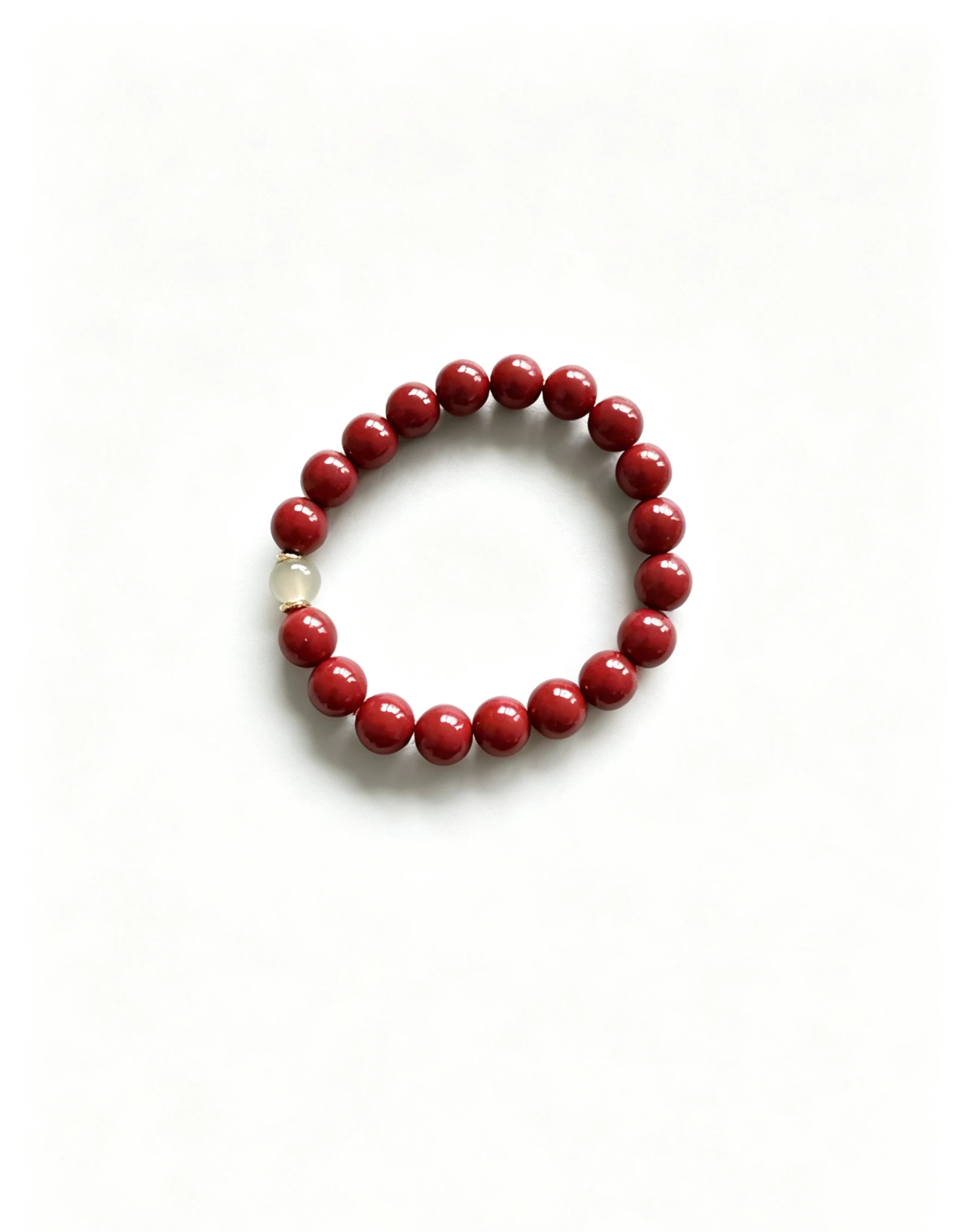 Image 7: Bracelet extensible minimaliste en cinabre rouge