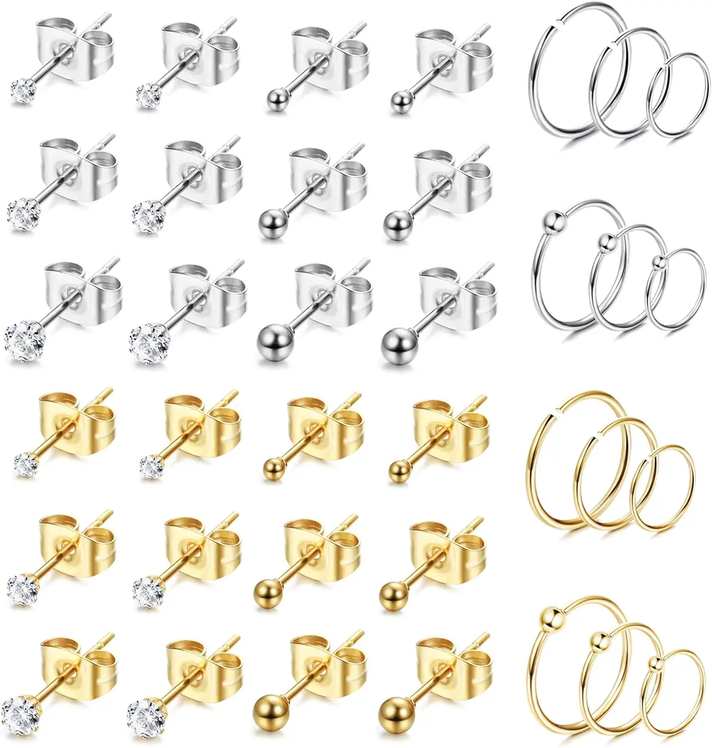 

Florideco 1Pairs 20G Stainless Steel Tiny Stud Earrings for Womens Hoops Earrings Set Tragus Cartilage Piercing Jewelry
