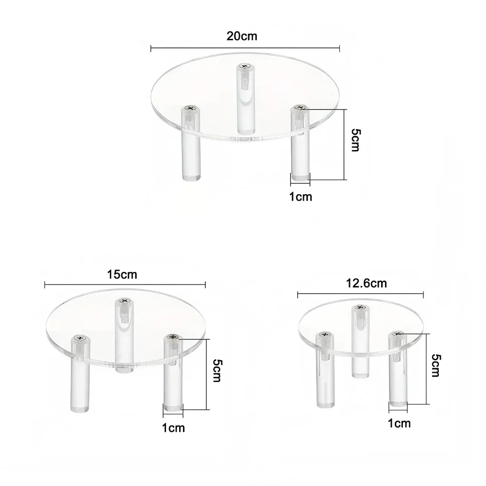 

Набор из 3 прозрачных круглых акриловых подставок для тортов, ювелирных изделий и декора с размерами 15 5 см 20, 5 см и 12 6 см, многоцелевых