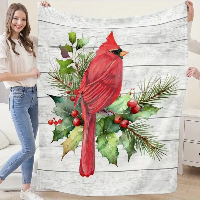 Jungle Giraffe Print Blanket Tropical Rainforest Floral Bird Print Soft Warm Blanket for Bedroom Sofa Decor