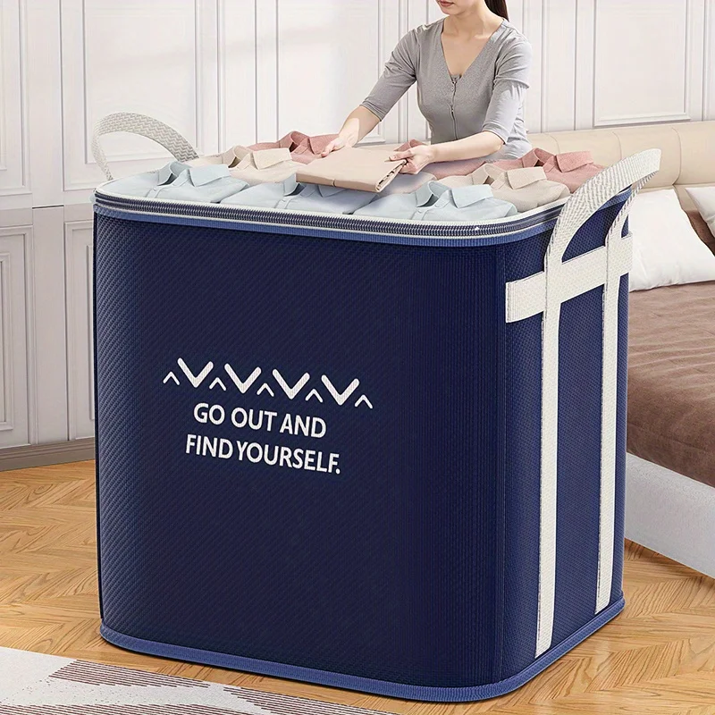 منظم حقيبة تخزين الملابس بمقبض كبير جدًا مع مقبض معزز لعبة وسائد ملاءات السرير