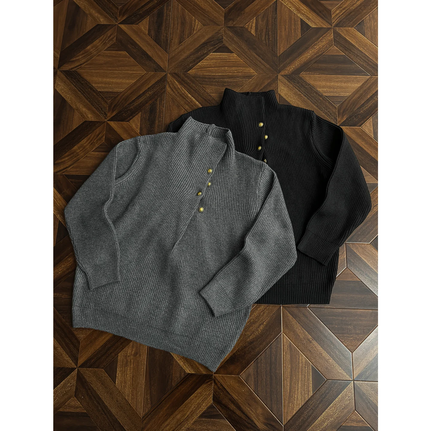 

Мужской вязаный свитер с воротником-стойкой на пуговицах, повседневный, теплый, весенний, с длинным рукавом, модный молодежный стиль