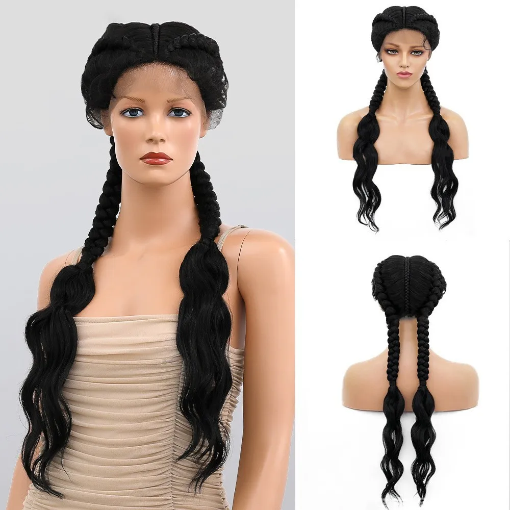 wigs  Afro wig Hand-woven lace wig braid headgear female black hand-woven chemical fiber braid wig