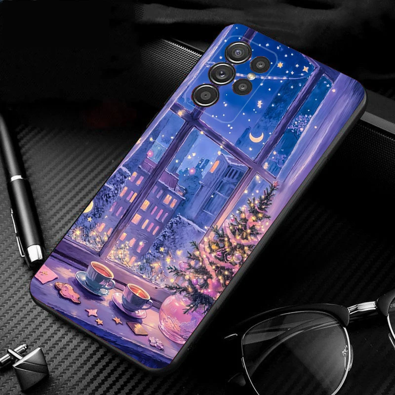 Christmas Tree Light Snow Phone Case For Samsung Galaxy S25 S24 S23 S22 S21 Ultra S24 S23 S22 S21 S25 Plus S24 S20 FE