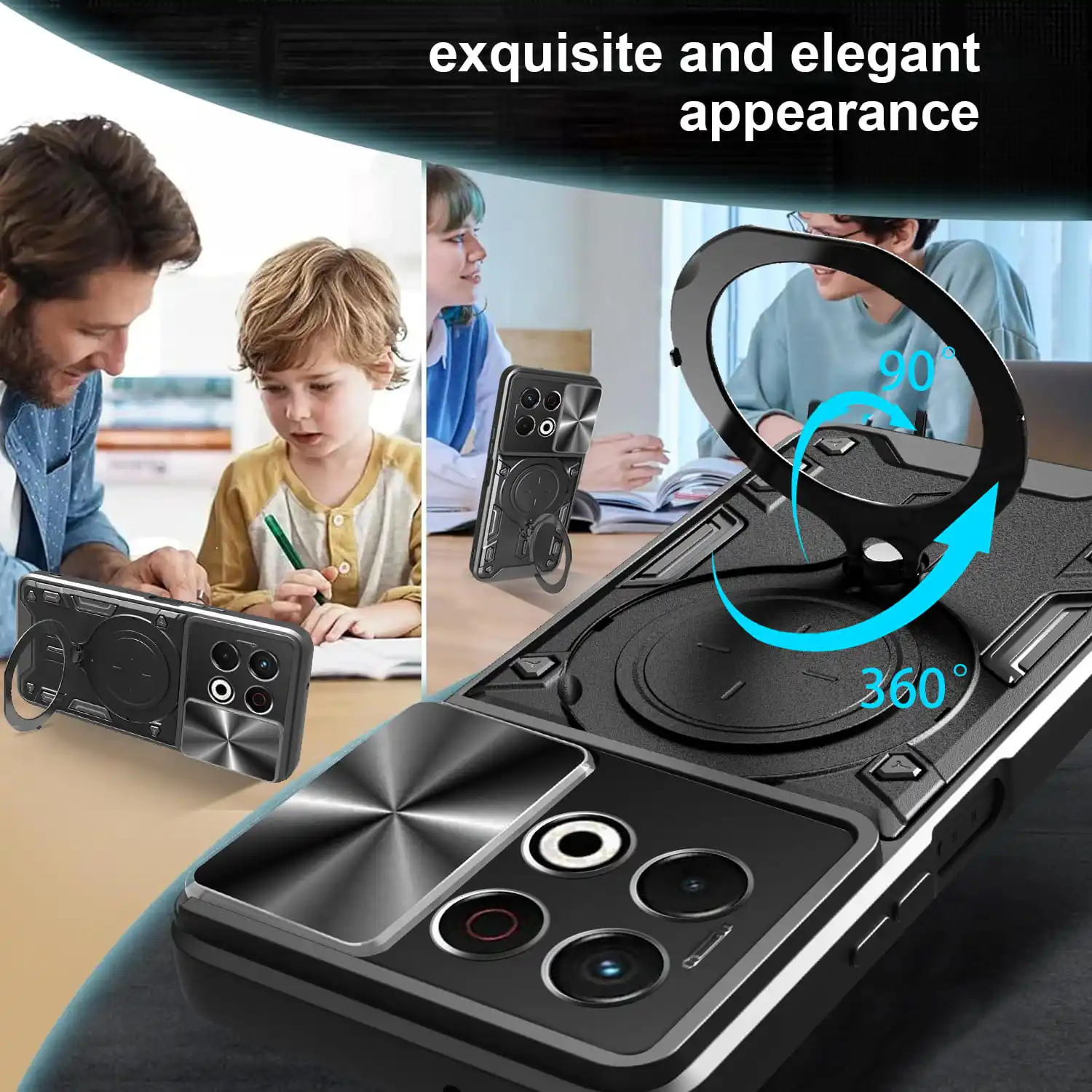 حافظة لهاتف Tecno Spark 30 5G كاميرا منزلق مغناطيسي حماية شرارة 30C 30Pro 4G غطاء 360 مسند دوار حلقة درع Funda Capa #6