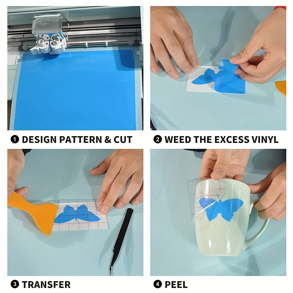 8sheets Metal Brushed Self-adhesive Vinyl For Cricut Lettering Instant Sticker Cup Wall Car Sticker Home Decoration DIY 12\