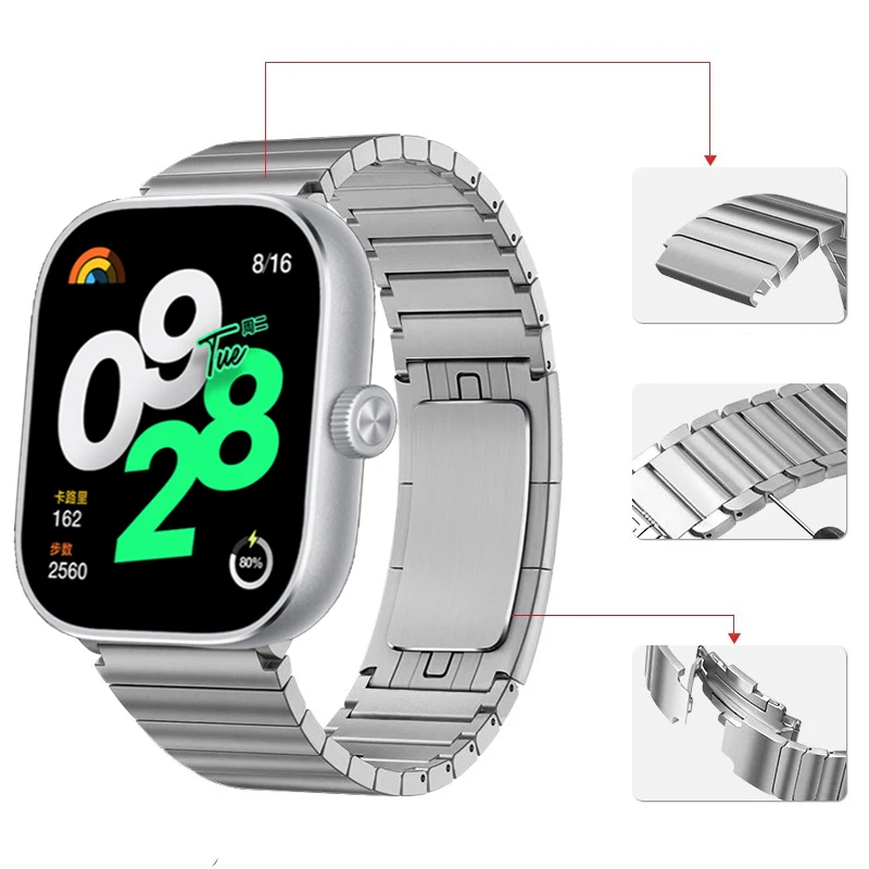 Stainless Steel Strap For Xiaomi Redmi Watch 6 5 4 Metal Bracelet For Xiaomi Mi Band 9 Pro/8 Pro Watchband Metal Correa Band