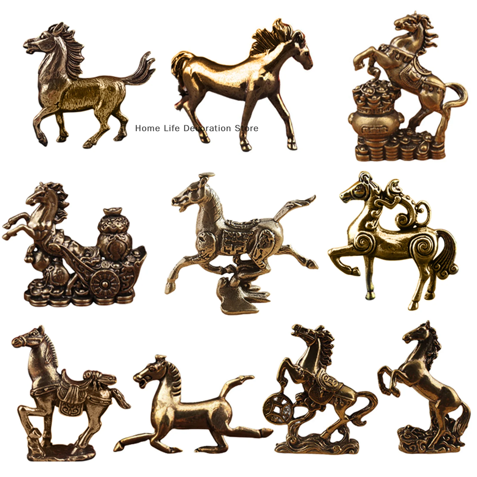 Chinesische Neujahr Sternzeichen Pferd Statue Bronze Pferd Desktop Dekoration Wohnzimmer Tee Tisch Skulptur Metall Handwerk Hause Dekoration