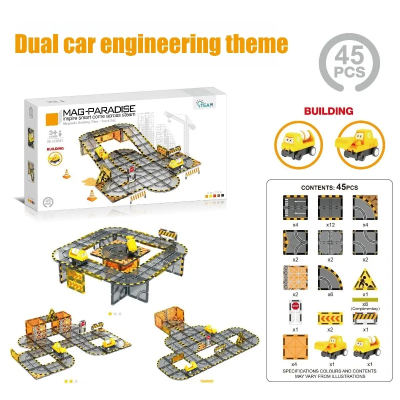 Creatief Magnetisme Elektrische Treinwagon Kinderen DIY Stad Weg Automodel Spoor Magnetisch Blok Splicing Puzzel Speelgoed Cadeau voor kinderen