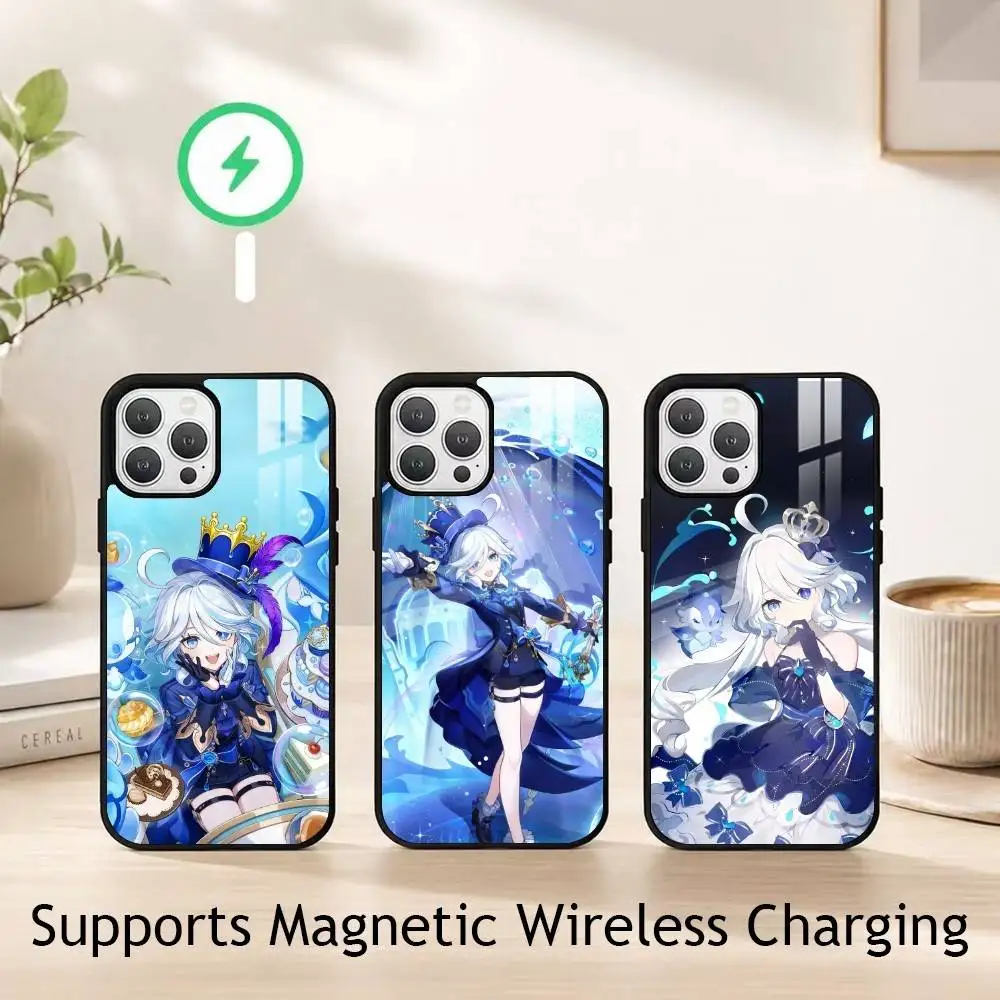 

Game Genshin Impact Furina Phone Case For iPhone17,16,15,14,13,12,11 Plus,Pro Supports Magnetic Wireless Charging